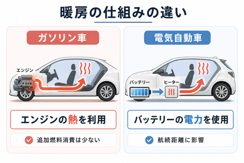 ガソリン車　電気自動車　暖房仕組み
