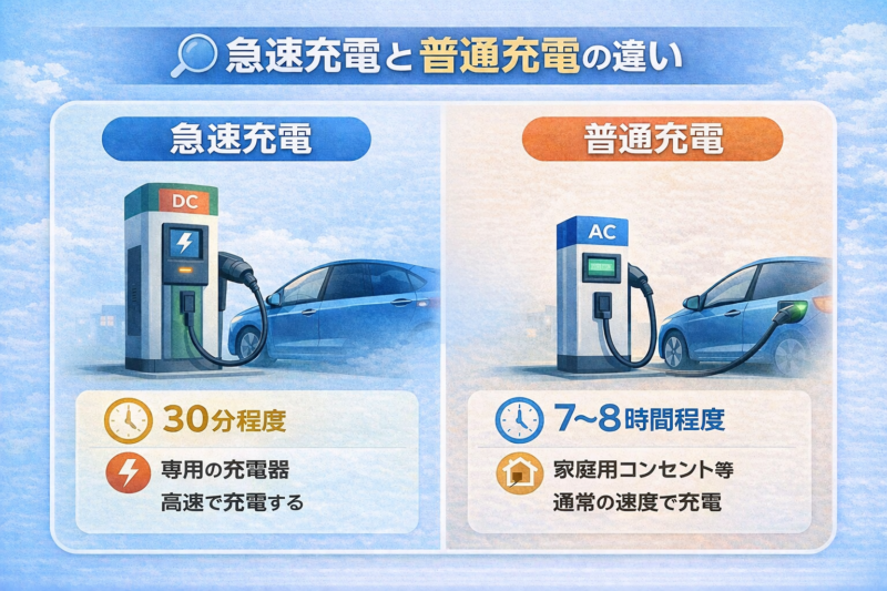 普通充電　急速充電の違い