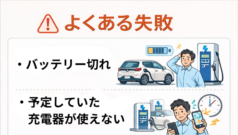電気自動車 充電時失敗のイメージ