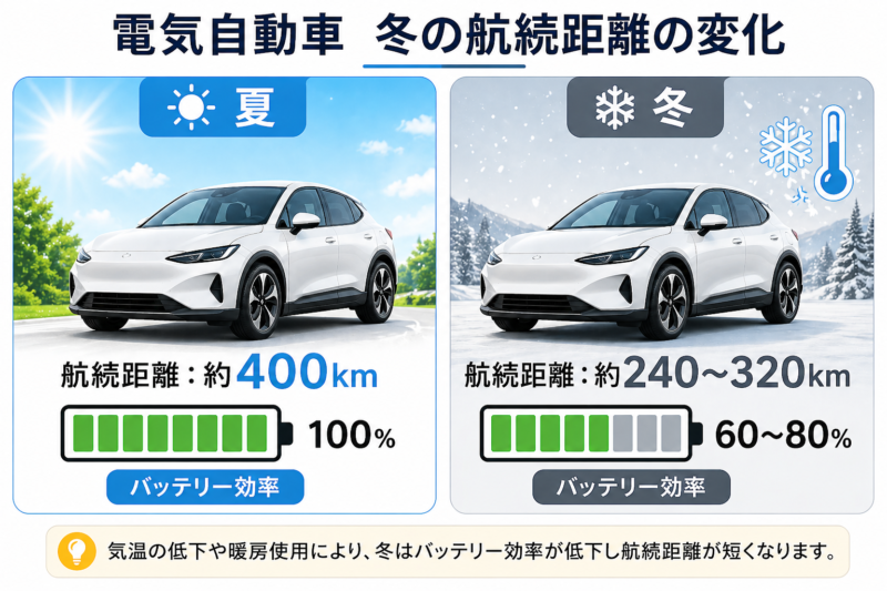 夏と冬の航続距離の違い