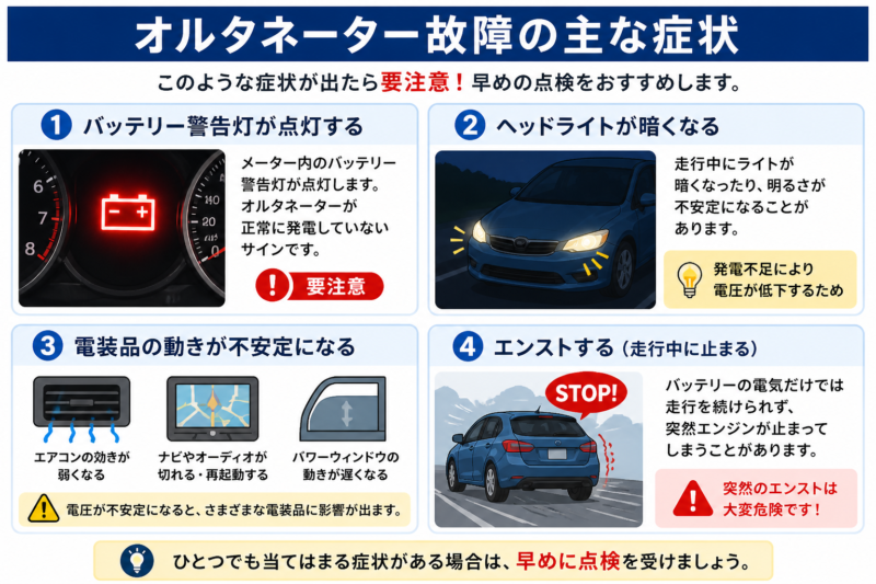 オルタネーター故障の症状