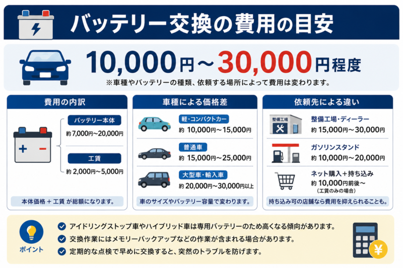 バッテリー交換費用の目安